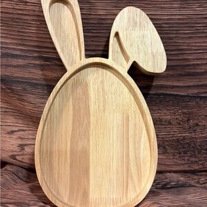 Bunny-Shaped Bamboo Serving Tray - Natural Wood